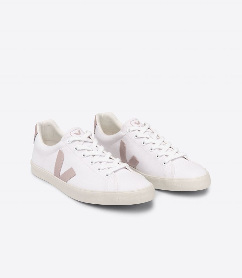 White / Pink Veja Esplar Se Canvas Women's Sneakers | IE-446091