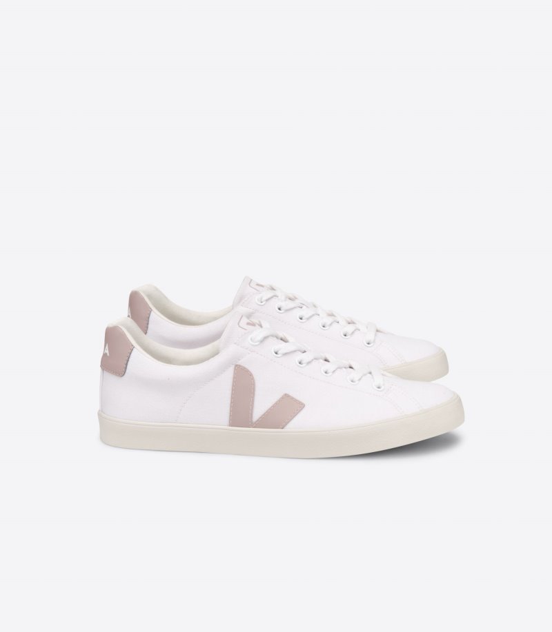 White / Pink Veja Esplar Se Canvas Women\'s Sneakers | IE-446091