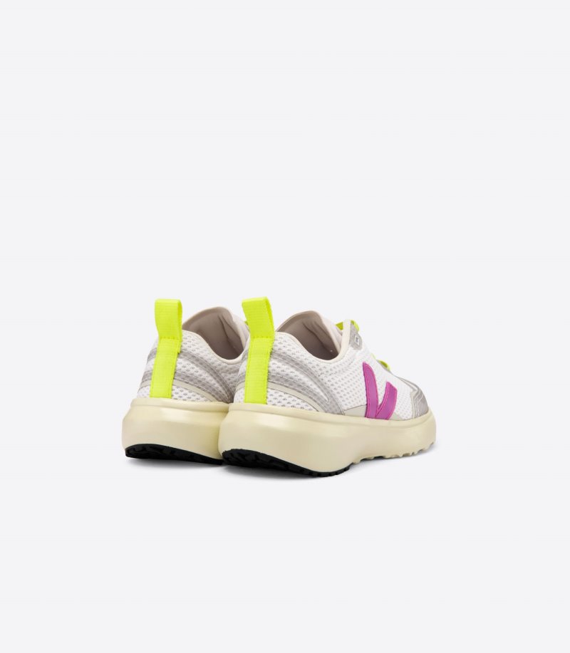 White / Purple Veja Canary Elastic Lace Kids' Sneakers | IE-279873