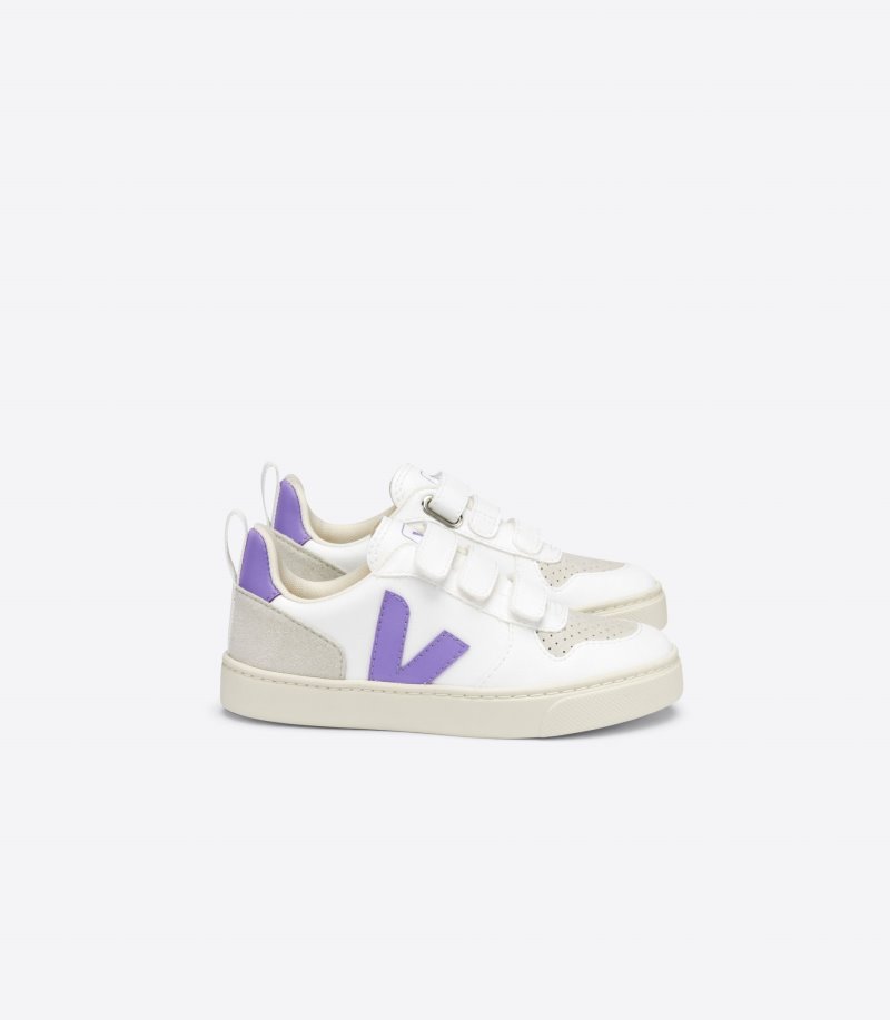 White / Purple Veja V-10 CWL Kids\' Sneakers | IE-576860