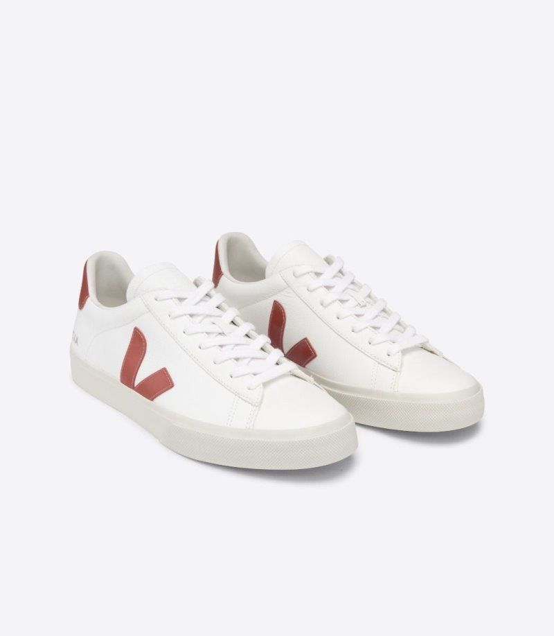 White / Red Veja Campo Chromefree Women's Sneakers | IE-588851