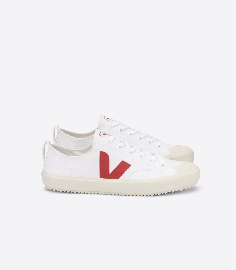 White / Red Veja Nova Canvas Men\'s Sneakers | IE-986147