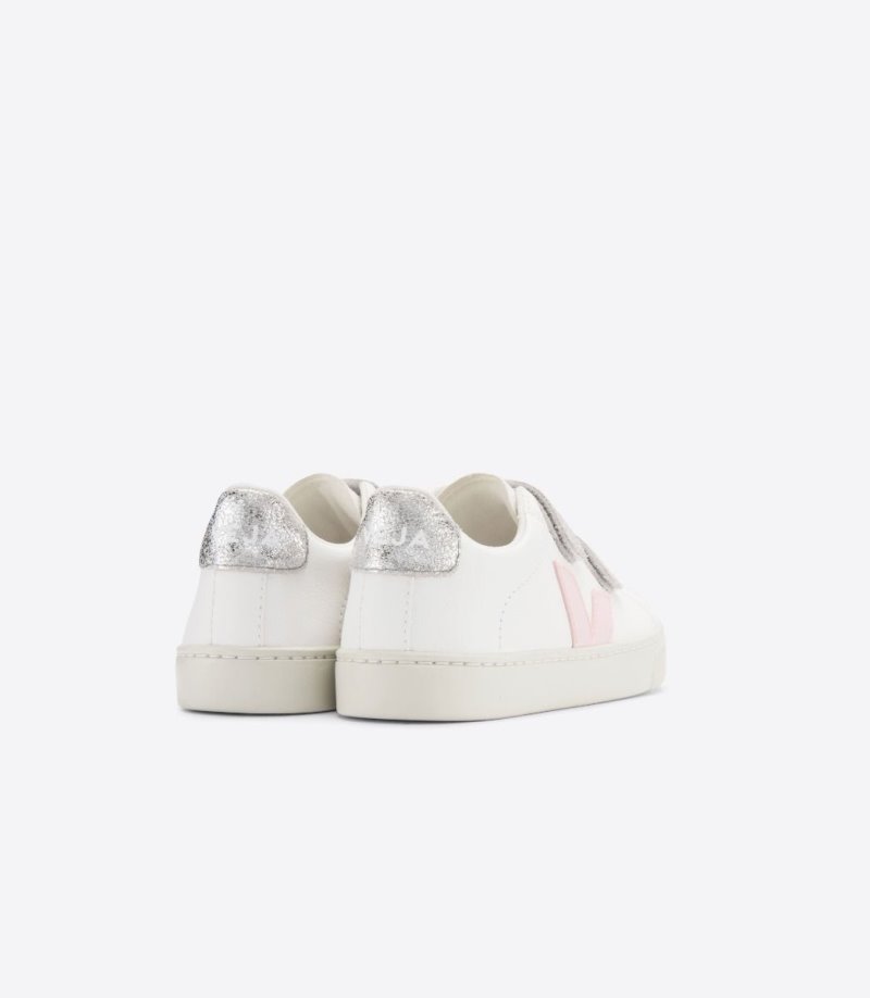 White / Silver / Pink Veja Esplar Chromefree Kids' Sneakers | IE-743993