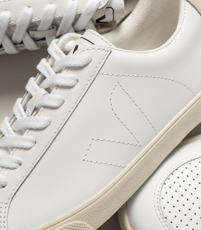 White Veja Esplar Leather Men's Sneakers | IE-105250