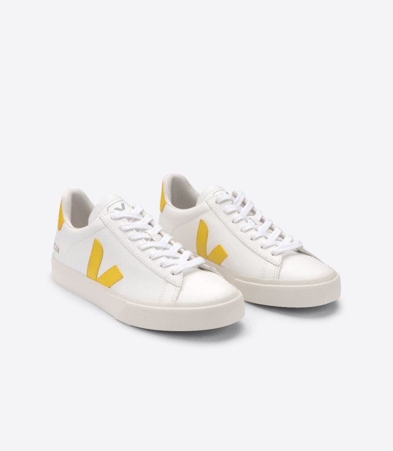 White / Yellow Veja Campo Chromefree Women's Sneakers | IE-555776