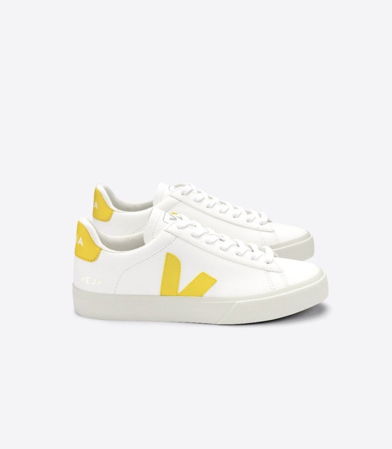 White / Yellow Veja Campo Chromefree Women\'s Sneakers | IE-555776