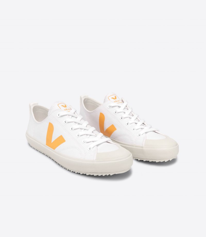 White / Yellow Veja Nova Canvas Women's Sneakers | IE-510282