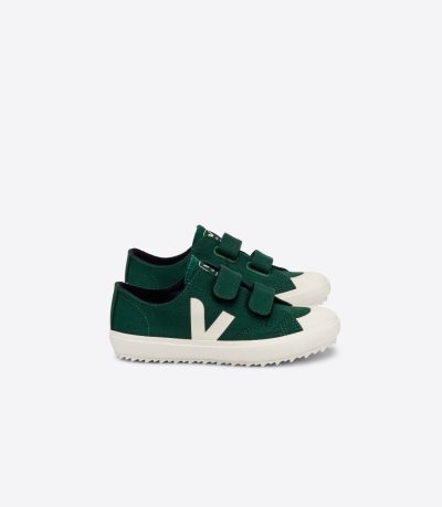 Green / White Veja Ollie Canvas Kids' Sneakers | IE-267732