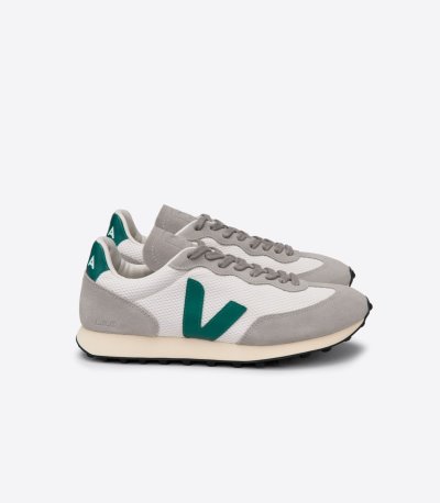 Grey / White / Green Veja Rio Branco Alveomesh Women's Sneakers | IE-986630