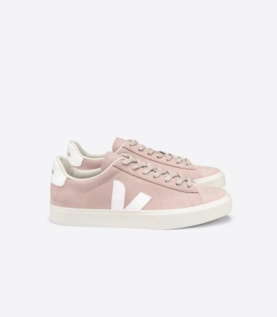 Pink / White Veja Campo Nubuck Women's Sneakers | IE-045246