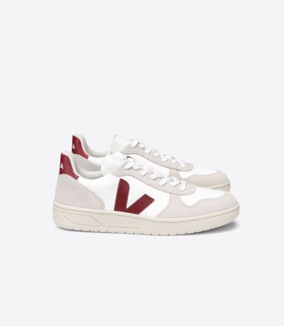 White / Beige / Burgundy Veja V-10 Vstore V-10 Bmesh Women's Sneakers | IE-791257