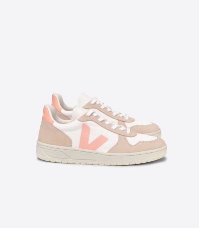 White / Beige Veja V-10 Alveomesh Women's Sneakers | IE-906490