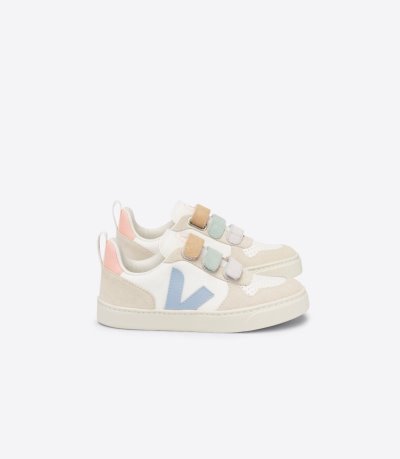 White / Blue Veja V-10 Chromefree Kids' Sneakers | IE-697744