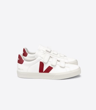 White / Burgundy Veja Recife Chromefree Leather Women's Sneakers | IE-082813