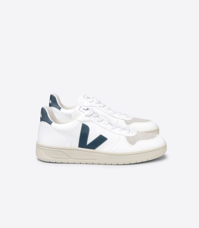 White / Dark Green Veja V-10 CWL Women's Sneakers | IE-771558