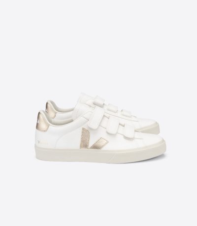 White / Gold Veja Recife Chromefree Women's Sneakers | IE-789759