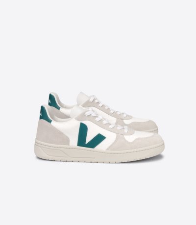 White / Green Veja V-10 B-Mesh Women's Sneakers | IE-145393