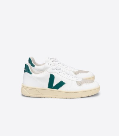 White / Green Veja V-10 CWL Women's Sneakers | IE-349393