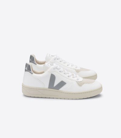 White / Grey Veja V-10 CWL Women's Sneakers | IE-821892