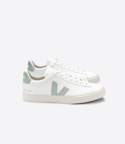 White / Light Green Veja Campo Chromefree Men's Sneakers | IE-975961