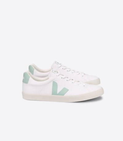 White / Light Green Veja Esplar Se Canvas Men's Sneakers | IE-876549