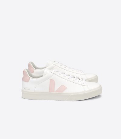 White / Pink Veja Campo Chromefree Women's Sneakers | IE-152305