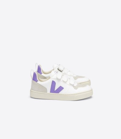 White / Purple Veja V-10 CWL Kids' Sneakers | IE-576860