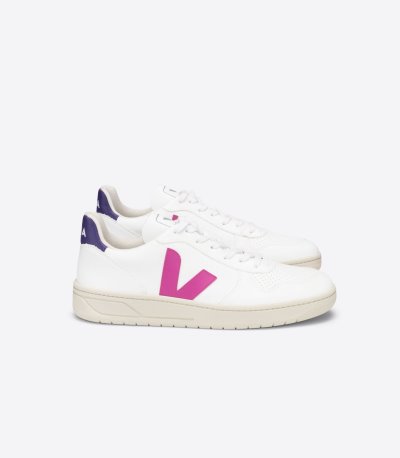 White / Purple Veja V-10 CWL Women's Sneakers | IE-571516