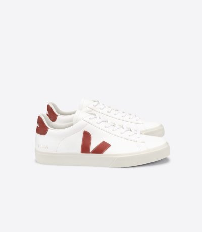 White / Red Veja Campo Chromefree Women's Sneakers | IE-588851