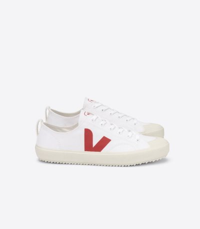 White / Red Veja Nova Canvas Women's Sneakers | IE-453962