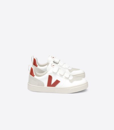 White / Red Veja V-10 CWL Kids' Sneakers | IE-695092