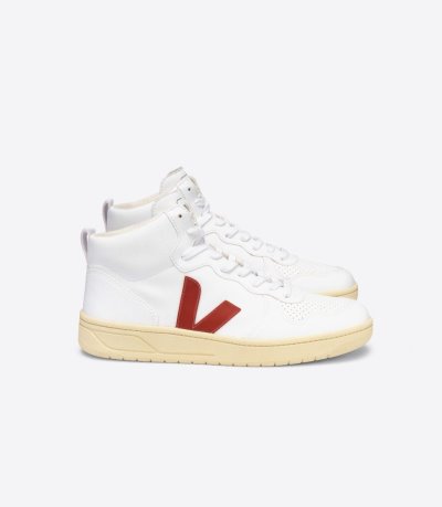 White / Red Veja V-15 CWL Men's Sneakers | IE-708547