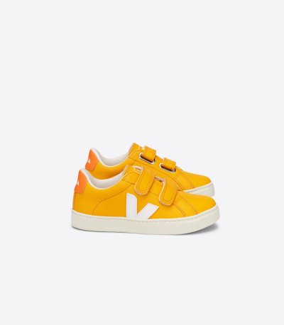 Yellow / White Veja Esplar Chromefree Leather Kids' Sneakers | IE-633561